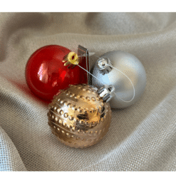 Vianočná guľa plast - set 3ks 6cm červená