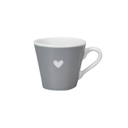 Porcelánový ESPRESSO hrnček 90ml bledosivý so srdiečkom