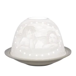 porcelánový svietnik biely s motívom anjelov